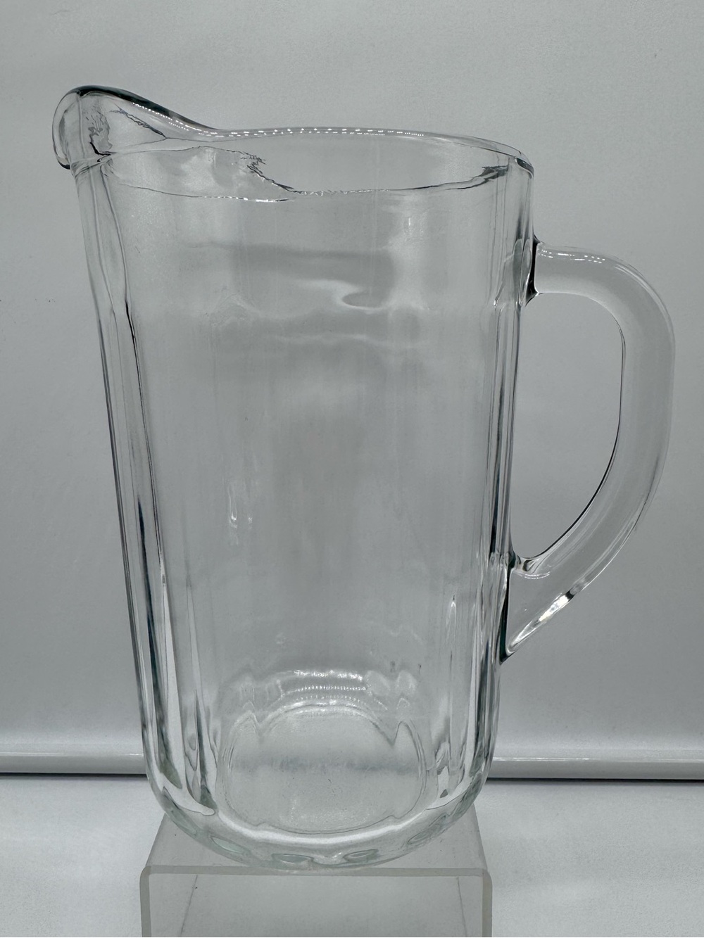 Vintage Crisa Heavy Clear Glass Pitcher Ice Lip Spout Mexico